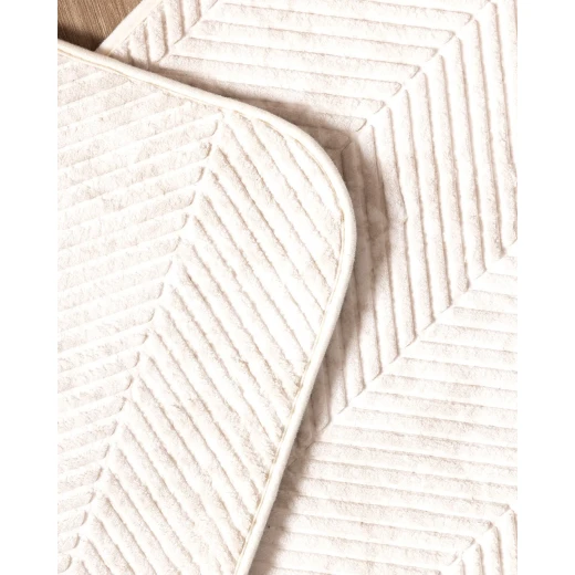 Madame COCO Eze 2-Piece Bath Mat Set, Ivory, Soft Polyester with Non-Slip Base, 50x80 cm & 45x50 cm - Madame COCO - Image 2