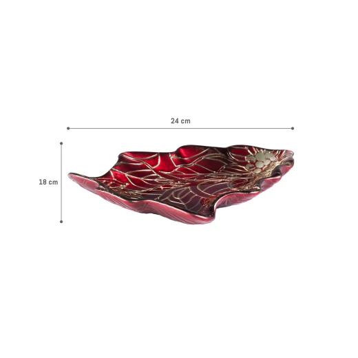 طبق ديكور بيرنيت, زجاج أحمر, 24x18 سم, قطعة مركزية أنيقة, لتزيين المنزل, صنع في تركيا من مدام كوكو - مدام كوكو - Image 3