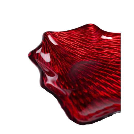 طبق سناك بيلدا, زجاج أحمر, 15x12 سم, لتقديم الكوكيز والوجبات الخفيفة, تصميم أنيق ومتين, صنع في تركيا من مدام كوكو - مدام كوكو - Image 3