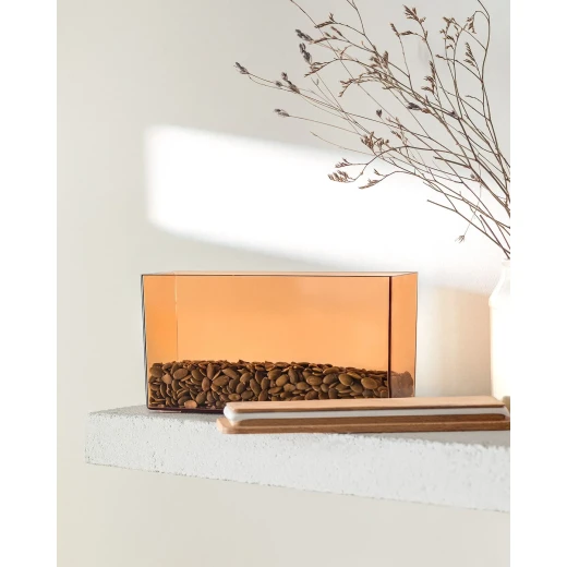 Madame COCO Lucille Storage Container with Wooden Lid, 1200 ml, Amber, Airtight Food Jar for Dry Goods, Kitchen Organization - Madame COCO - Image 3