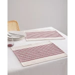طقم مفرش مائدة رونيت 2 قطعة, قطن, بيج/أحمر, 45×35 سم, ديكور أنيق للمائدة للاستخدام اليومي والمناسبات من مدام كوكو - مدام كوكو