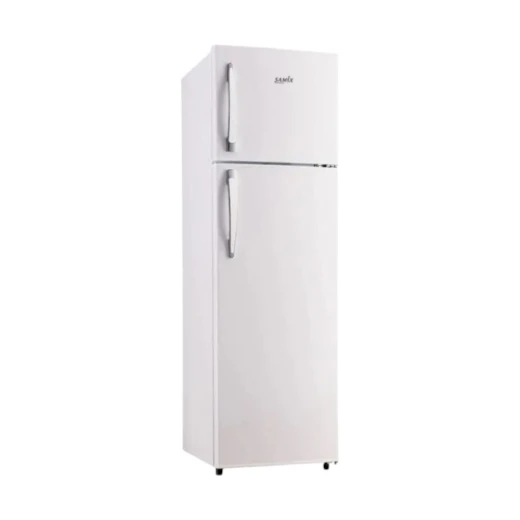 ثلاجة BCD-280W بسعة 253 لتر, كفاءة طاقة A+، تصميم أبيض كلاسيكي، فريزر علوي، رفوف قابلة للتعديل من ساميكس