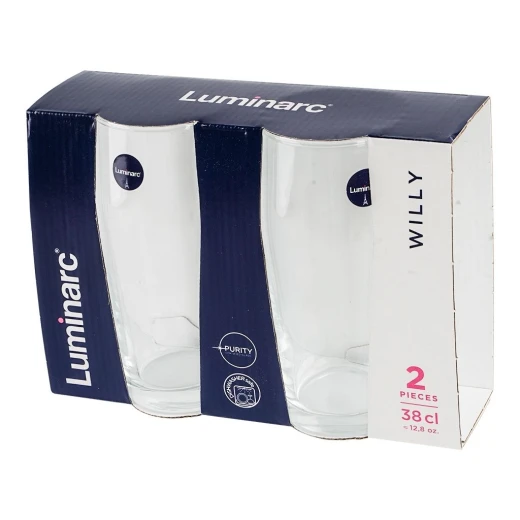 طقم 2 كوب طويل من لومينارك ويلي، 380 مل، زجاج مقاوم للصدمات وتصميم مريح لسهولة الإمساك من لومينارك - لومينارك - Image 2