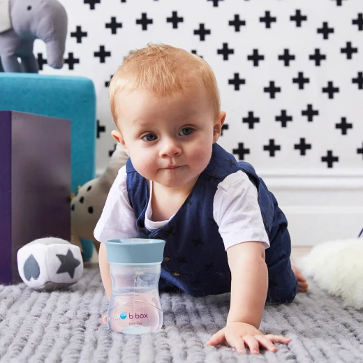b.box Toddler Training Cup, BPA-Free Transition Cup for Babies & Toddlers, Drinking Rim with Water Window, No Spout or Straw, 12+ Months, Interchangeable Lid System lullaby color - B.Box - Image 2