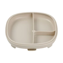 b.box 2-in-1 Suction Plate with Divider, Adjustable Baby Feeding Plate for Self-Feeding, Removable Suction Base & Divider, BPA-Free, Dishwasher & Microwave Safe latte