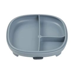 b.box 2-in-1 Suction Plate with Divider, Adjustable Baby Feeding Plate for Self-Feeding, Removable Suction Base & Divider, BPA-Free, Dishwasher & Microwave Safe latte