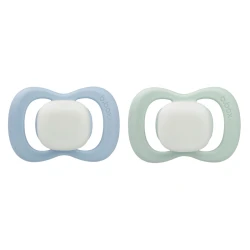 b.box Pacifier Silicone 2 Twin Pack, sage/Sky | Soft Orthodontic Soother for Newborns | Lightweight & Durable Design | 0m+