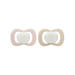 b.box Pacifier Silicone 2 Twin Pack, Blush/Latte | Soft Orthodontic Soother for Newborns | Lightweight & Durable Design | 0m+