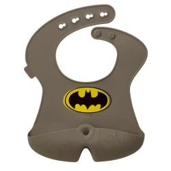 b.box Batman Silicone Bib for Babies 4m+, Deep Catch Pocket, Adjustable Neck, Non-Toxic, Dishwasher Safe, BPA-Free