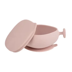 b.box Silicone Suction Bowl with Lid, Blush Non-Slip Base, Airtight Lid, BPA-Free, Microwave & Dishwasher Safe, for Babies & Toddlers