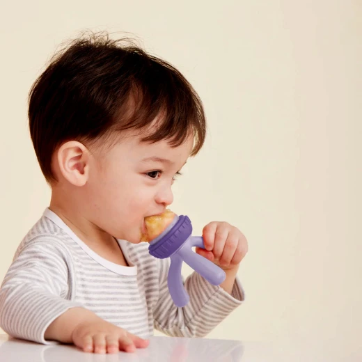 b.box Silicone Baby Fruit Feeder & Teether, Self-Feeding Fresh Food Feeder for Infants 4m+, Soft Safe Non-Toxic Silicone, Unique Tripod Design (Peony) - B.Box - Image 6