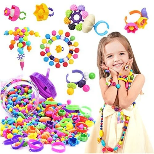 260 Pcs Snap Pop Beads Jewelry Making Kit, DIY Bracelet & Necklace Art Craft Toys for Kids, BPA-Free, Reusable Educational Beads for Girls Ages 3+ - Image 2