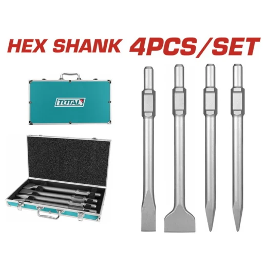 مجموعة 4قطع إزميل سداسي SDS من توتال (TAC0304375) مجموعة 4قطع إزميل سداسي SDS من توتال (TAC0304375)
