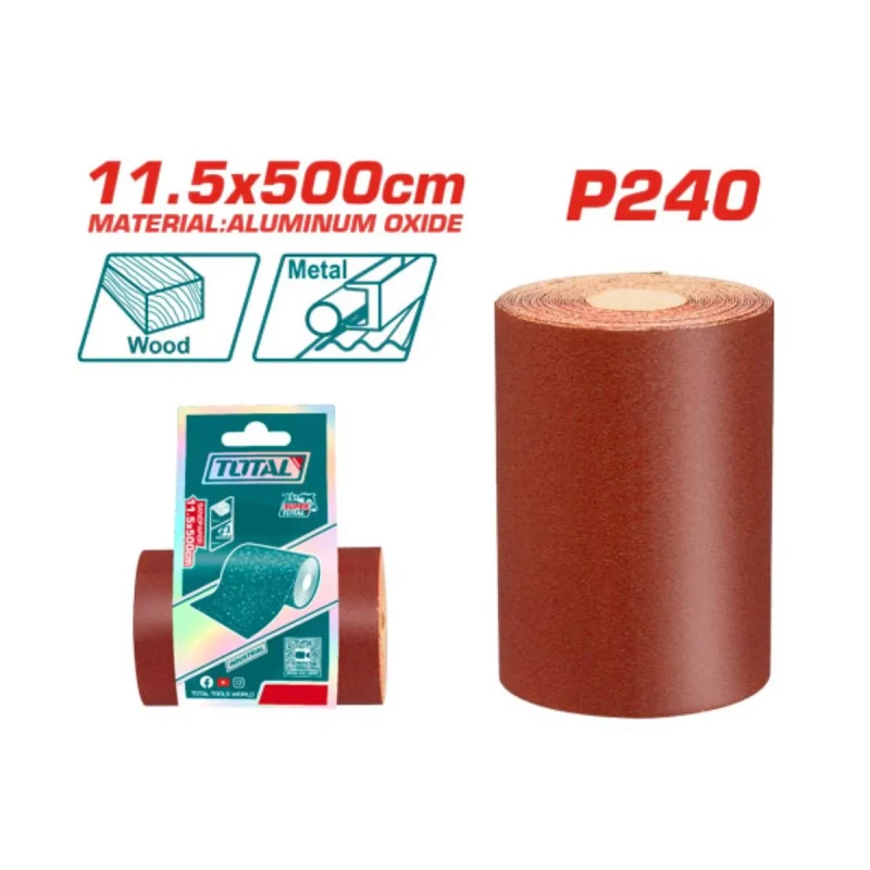 لفة ورق صنفرة TOTAL P240 مقاس 11.5 سم × 500 سم (TAC24065) - توتال