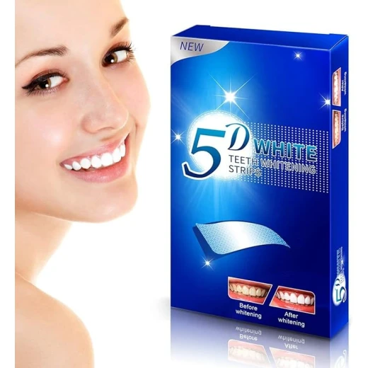 شرائط تبييض الأسنان 5D – عدد 28 شريطًا قويًا بخلاصة خالية من البيروكسيد، تزيل التصبغات والبلاك والجير، تبييض فعّال للأسنان الصفراء خلال أسبوعين شرائط تبييض الأسنان 5D – عدد 28 شريطًا قويًا بخلاصة خالية من البيروكسيد، تزيل التصبغات والبلاك والجير، تبييض فعّال للأسنان الصفراء خلال أسبوعين