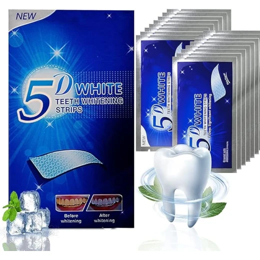 شرائط تبييض الأسنان 5D – عدد 28 شريطًا قويًا بخلاصة خالية من البيروكسيد، تزيل التصبغات والبلاك والجير، تبييض فعّال للأسنان الصفراء خلال أسبوعين - Image 8