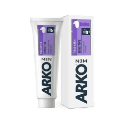ARKO Sensitive Shaving Cream 90g, Soothes Skin with Aloe Vera & Lavender Oil, Reduces Irritation & Razor Burns, Perfect for Sensitive Skin