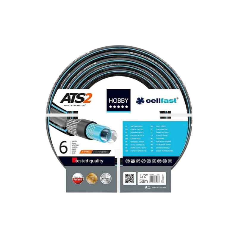 خرطوم حديقة سيلفاست ATS2™ بطول 50 متر وقطر 1/2 بوصة – مضاد للالتواء، مقاوم للأشعة فوق البنفسجية والصقيع، مرن للاستخدام الخارجي