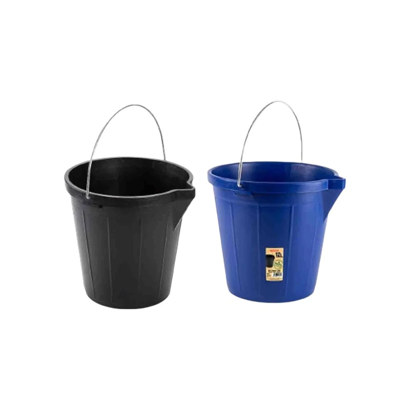 دلو ماء متين سعة 12 لتر للتنظيف والبستنة دلو بلاستيكي متعدد الاستخدامات بمقبض - بلاستيك فورتي