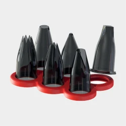 DeBuyer Tritan Classic Nozzles Set , 6 Pieces , Plain & Fluted Tips , Compatible with Piping Bags & Tube Piston
