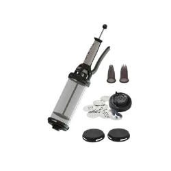 DeBuyer Le Tube Pressure Pastry Syringe Set , 0.75L , With Shortbread Kit & 13 Decorating Discs