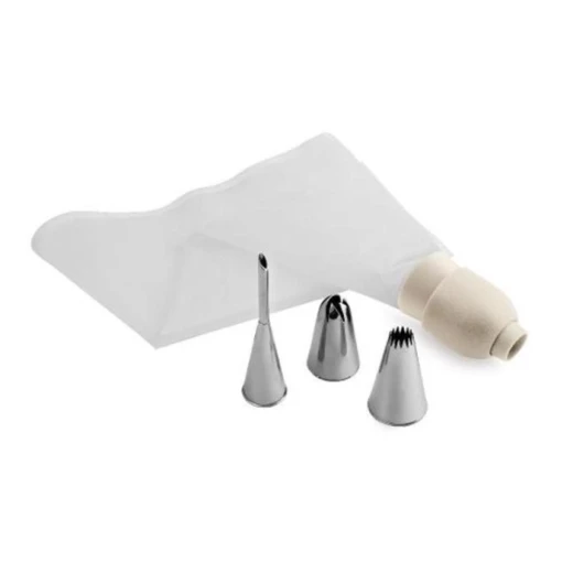 GP&ME Professional Piping Bag Set with 3 Stainless Steel Nozzles & Adaptor