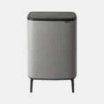 Brabantia Bo Touch Bin Hi 60 Liter , Mineral Concrete Grey, Stylish Design with Elegant Legs - Brabantia