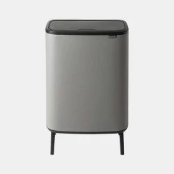 Brabantia Bo Touch Bin Hi 60 Liter , Mineral Concrete Grey, Stylish Design with Elegant Legs