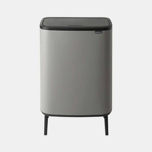 Brabantia Bo Touch Bin Hi 60 Liter , Mineral Concrete Grey, Stylish Design with Elegant Legs