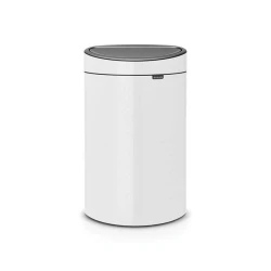 Brabantia Touch Bin Oval 40 Liter – White, Sleek Oval Design with Soft-Touch Opening