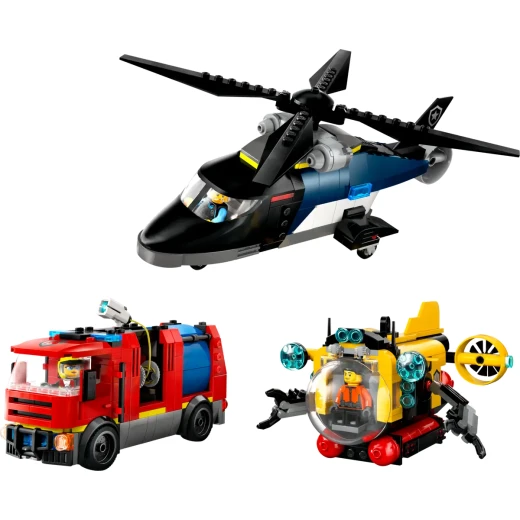 LEGO City Helicopter, Fire Truck & Submarine Remix Set – 3-in-1 action rescue toy set for creative play - LEGO - Image 10