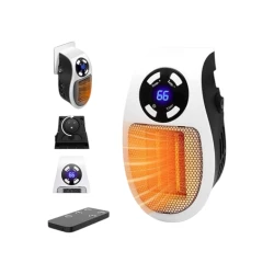 Personal Space Heater with Remote Control, Plug-In Electric Mini Heater for Home or Office, Compact, Energy-Efficient & Adjustable Thermostat
