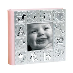 Mascagni Photo Album – Pink with Printed Metal Frame – Elegant Keepsake for Memories