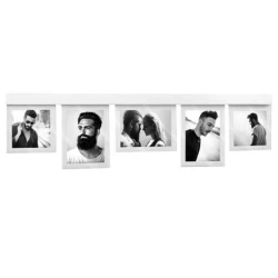Mascagni Multi Picture Frame 24x90cm White – Horizontal Wall Frame for 5 Photos, Modern Home Decor