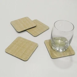 Arte Pelle Beige Leather Coasters Set - Elegant Home & Garden Table Accessories