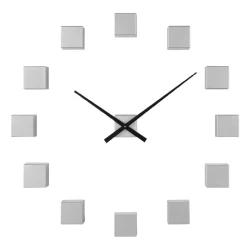 Mascagni Wall Clock with 3D Cubes - Silver Metal Finish - Large 60cm Modern Home Decor