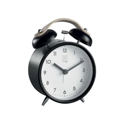 Mascagni Black Leather Alarm Clock - Stylish Modern Home Decor Accessory