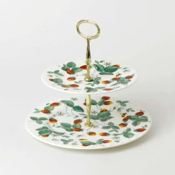 Roy Kirkham Alpine Strawberry Porcelain Two Tier Stand Elegant Dessert Server for Parties & Gatherings