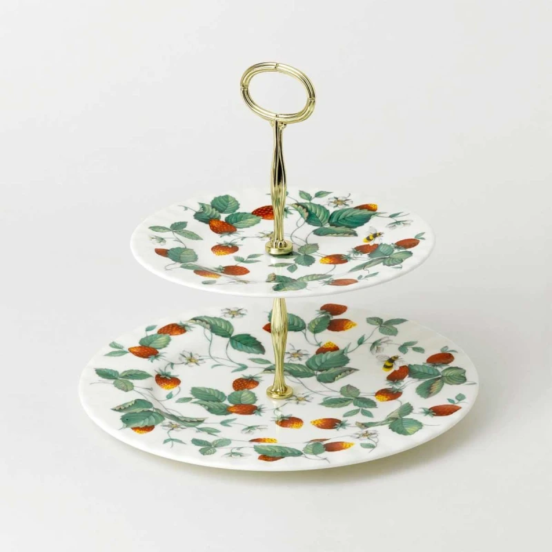 Roy Kirkham Alpine Strawberry Porcelain Two Tier Stand Elegant Dessert Server for Parties & Gatherings - Roy Kirkham