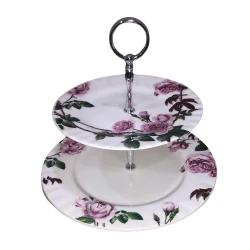 Roy Kirkham Two Tier Stand English Rose Porcelain - Elegant and Classic Serveware