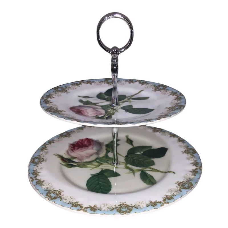 Roy Kirkham Two Tier Stand Vintage Roses Porcelain Serveware - Roy Kirkham