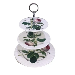 Roy Kirkham Three Tier Stand Redoute Rose Porcelain - Elegant and Classic Serveware