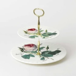 Roy Kirkham Two Tier Stand Redoute Rose Porcelain Serveware