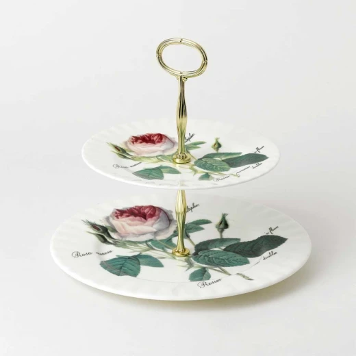 Roy Kirkham Two Tier Stand Redoute Rose Porcelain Serveware Roy Kirkham Two Tier Stand Redoute Rose Porcelain Serveware