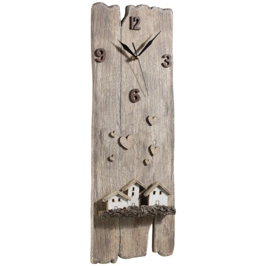 Mascagni Wooden Beach Wall Clock – Little Houses Design 21.5x59cm for Coastal Home Decor