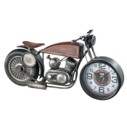 Mascagni Motorcycle Metal Table Clock Black 40.5x13.5x20.5cm