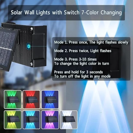 إضاءة جدارية شمسية مع ألوان LED متغيرة للاستخدام الخارجي - Image 7