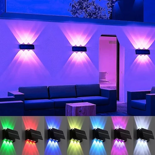 إضاءة جدارية شمسية مع ألوان LED متغيرة للاستخدام الخارجي - Image 6