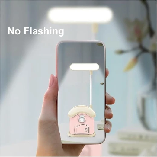 مصباح مكتبي LED 3 في 1 مع حامل قلم وحصالة نقود بمفتاح، بتصميم أرنب، على شكل منزل، إضاءة قابلة للتعتيم، مصباح مكتبي للدراسة قابل لإعادة الشحن، مرن 360 درجة للأطفال لون أخضر - Image 2