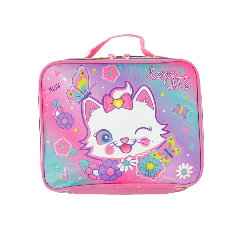 Vest Luxury Insulated Hello Kitty Lunch Bag for Kids & Adults – Multipurpose, Washable Bento Tote with Pockets & Strap, Size 27.94×22.86×10.16 cm - Vest